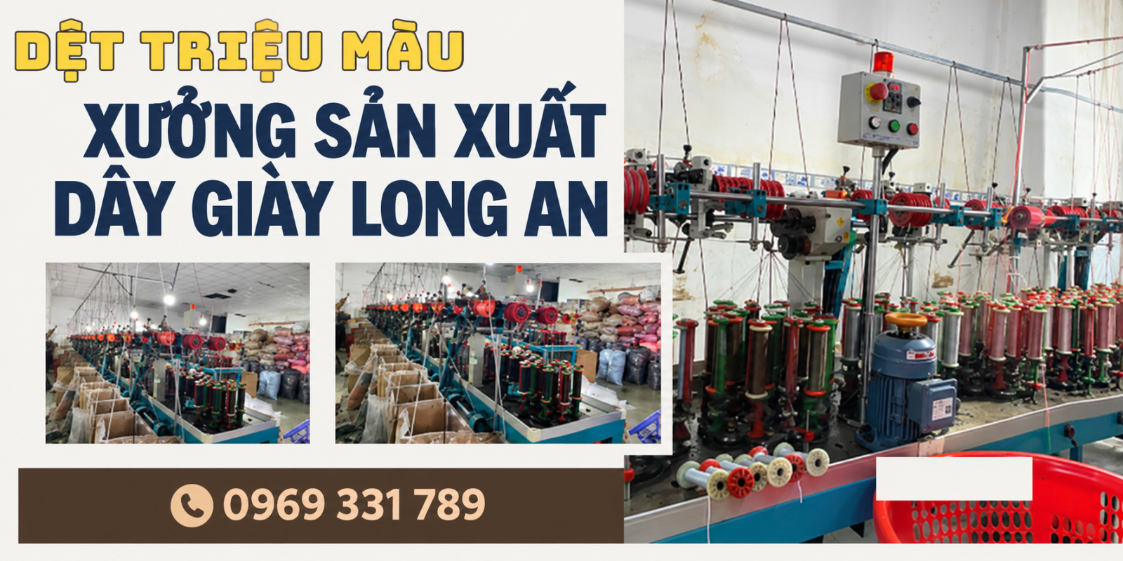 Hệ thống máy dệt và các kiện hàng thành phẩm tại không gian xưởng Dệt Triệu Màu.   
